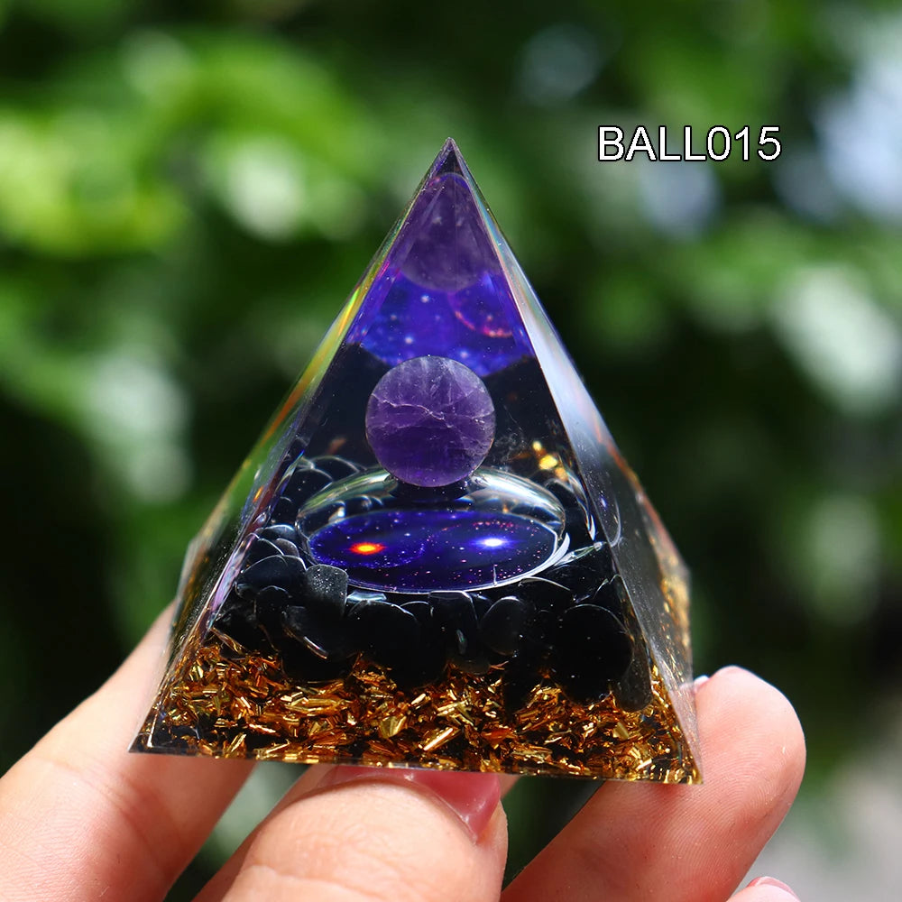 5CM Natural Crystal Sphere Orgonite Pyramid Healing Crystals Energy Reiki Chakra Meditation Lucky Gather Wealth Stone