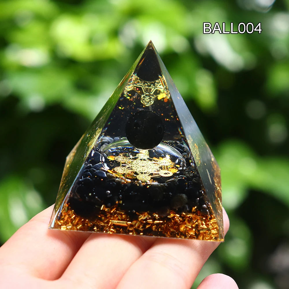 5CM Natural Crystal Sphere Orgonite Pyramid Healing Crystals Energy Reiki Chakra Meditation Lucky Gather Wealth Stone