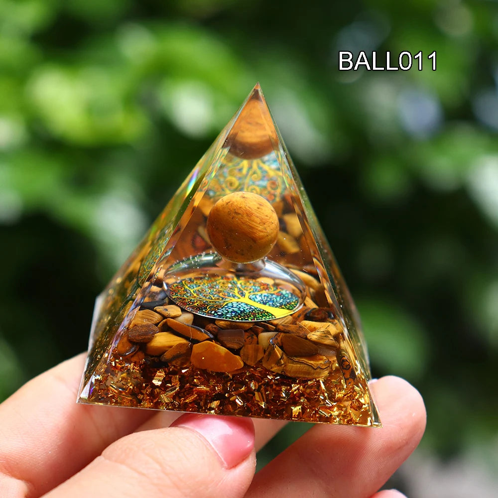 5CM Natural Crystal Sphere Orgonite Pyramid Healing Crystals Energy Reiki Chakra Meditation Lucky Gather Wealth Stone