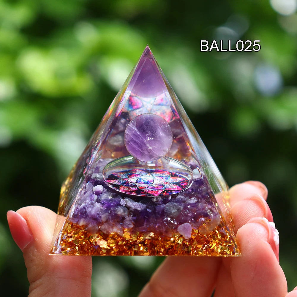 5CM Natural Crystal Sphere Orgonite Pyramid Healing Crystals Energy Reiki Chakra Meditation Lucky Gather Wealth Stone