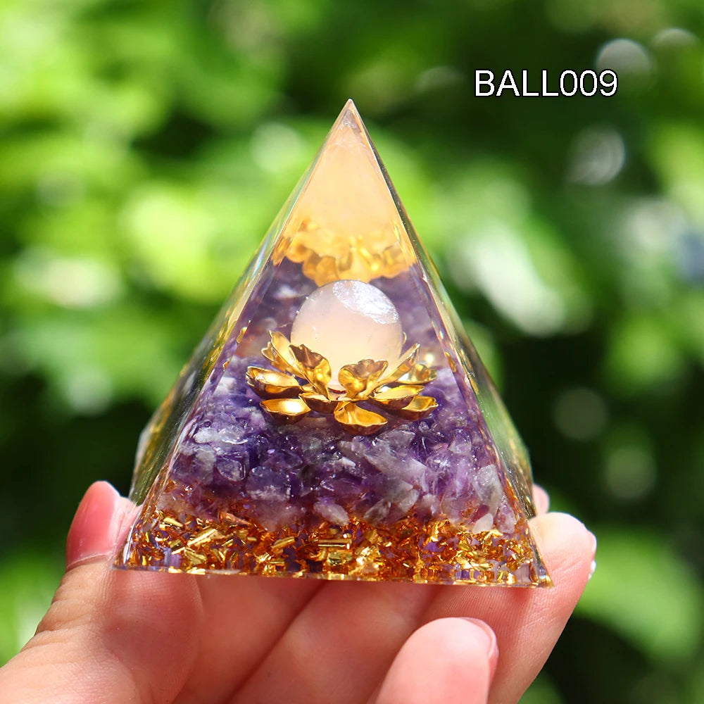 5CM Natural Crystal Sphere Orgonite Pyramid Healing Crystals Energy Reiki Chakra Meditation Lucky Gather Wealth Stone