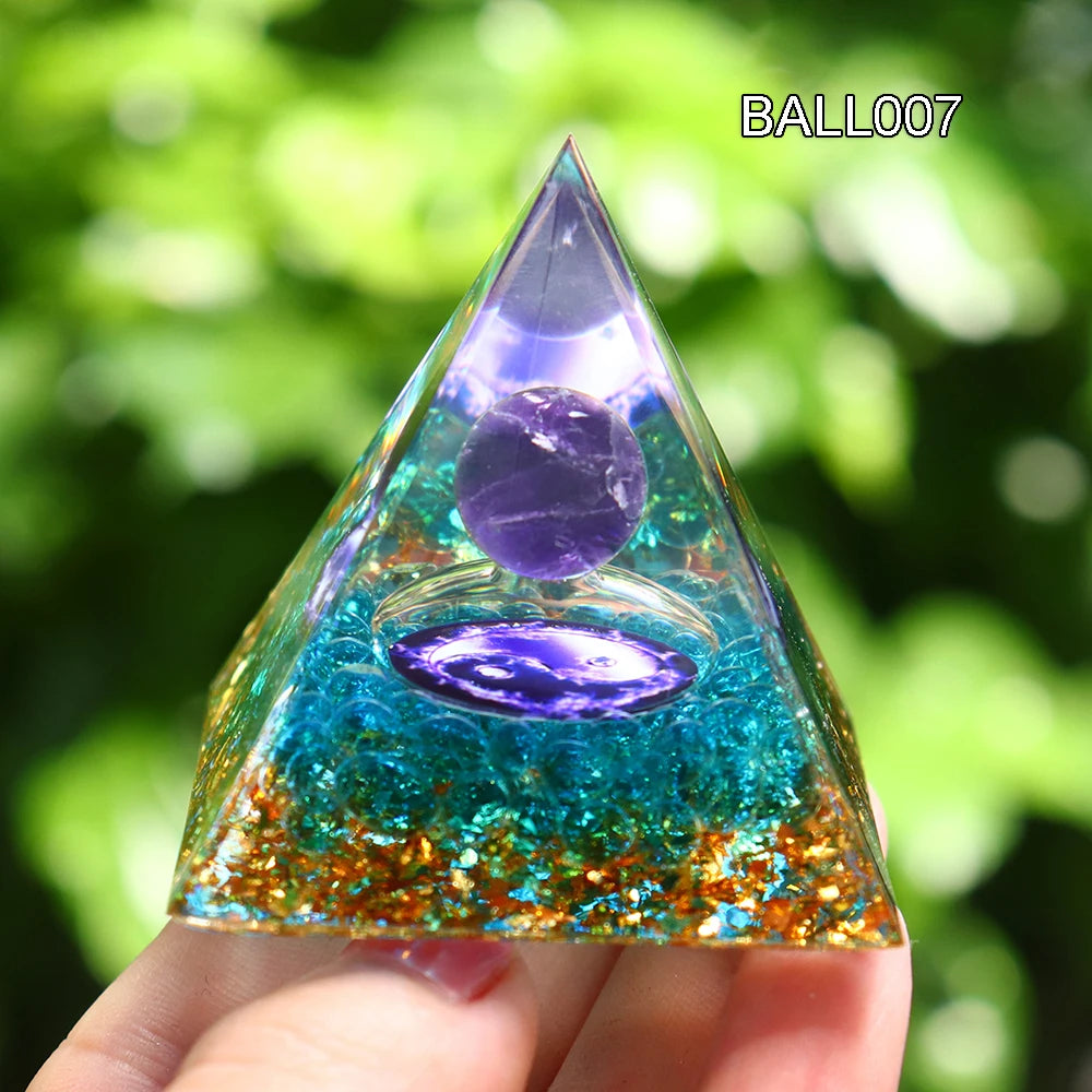 5CM Natural Crystal Sphere Orgonite Pyramid Healing Crystals Energy Reiki Chakra Meditation Lucky Gather Wealth Stone