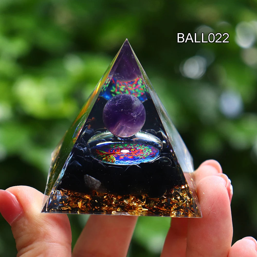 5CM Natural Crystal Sphere Orgonite Pyramid Healing Crystals Energy Reiki Chakra Meditation Lucky Gather Wealth Stone