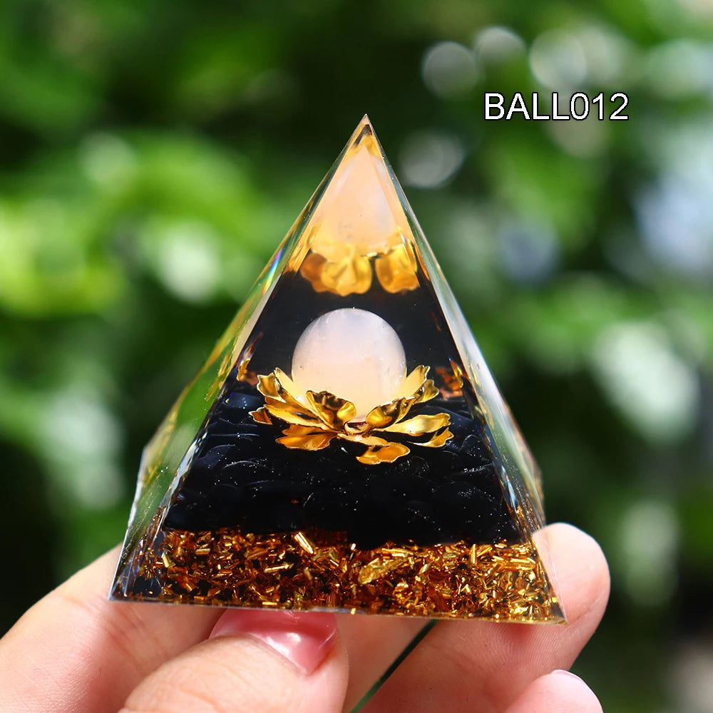 5CM Natural Crystal Sphere Orgonite Pyramid Healing Crystals Energy Reiki Chakra Meditation Lucky Gather Wealth Stone