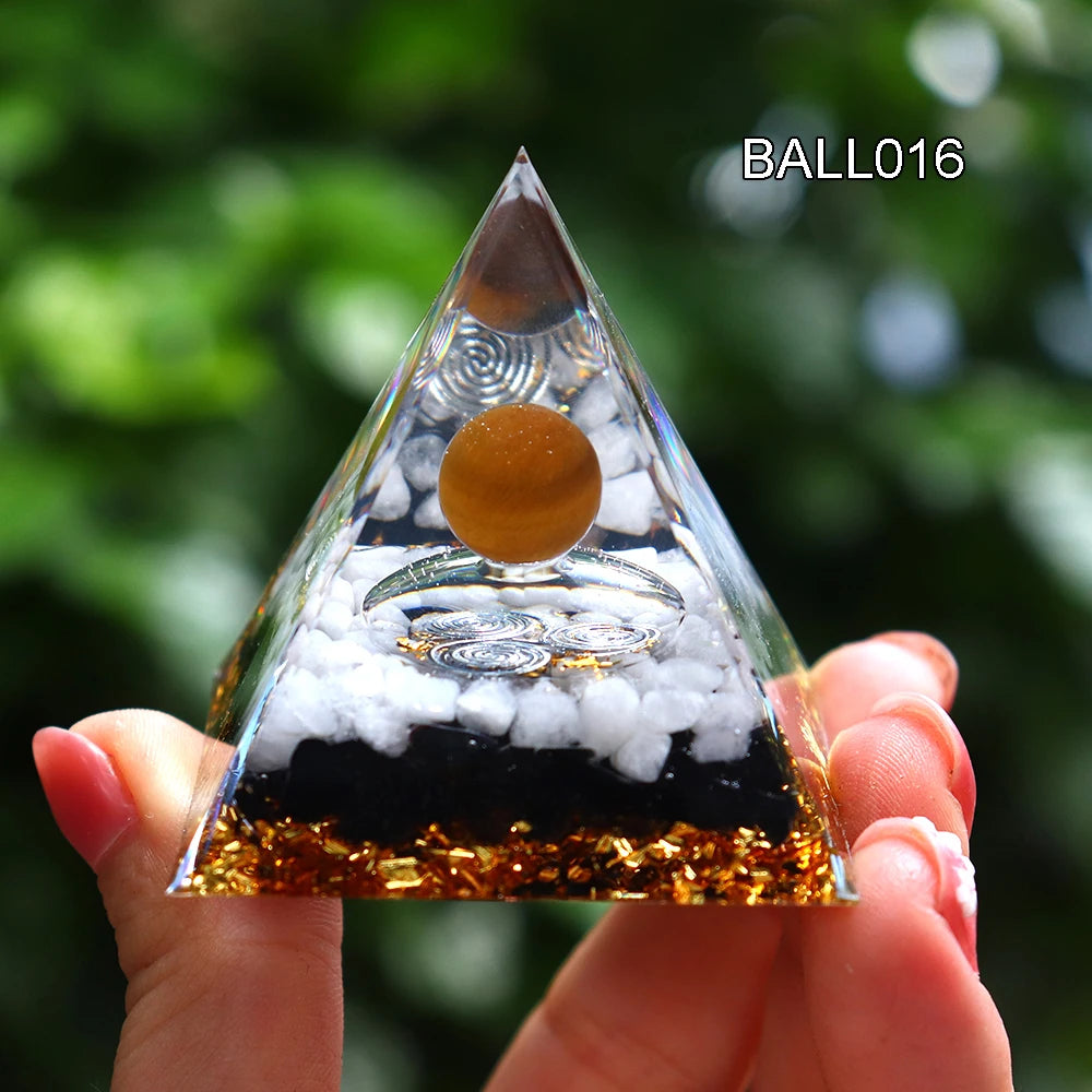 5CM Natural Crystal Sphere Orgonite Pyramid Healing Crystals Energy Reiki Chakra Meditation Lucky Gather Wealth Stone