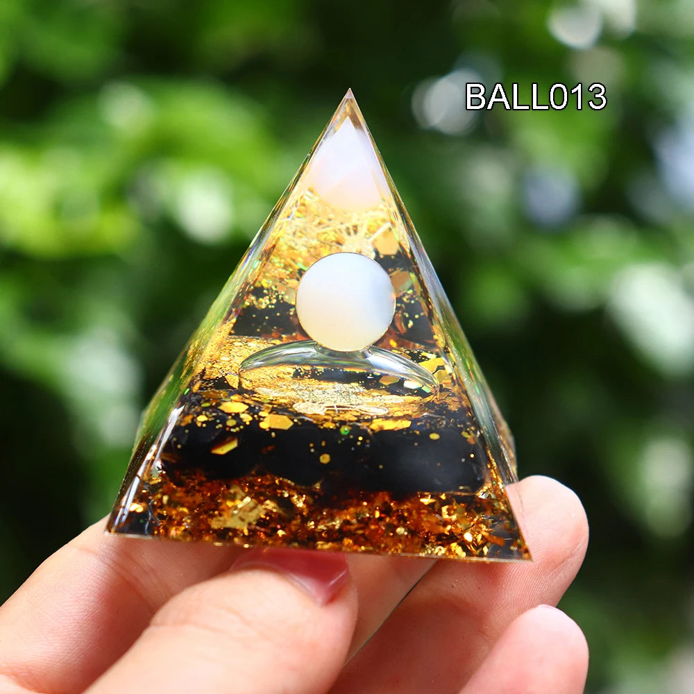 5CM Natural Crystal Sphere Orgonite Pyramid Healing Crystals Energy Reiki Chakra Meditation Lucky Gather Wealth Stone