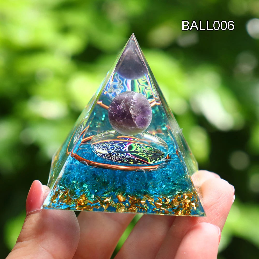 5CM Natural Crystal Sphere Orgonite Pyramid Healing Crystals Energy Reiki Chakra Meditation Lucky Gather Wealth Stone