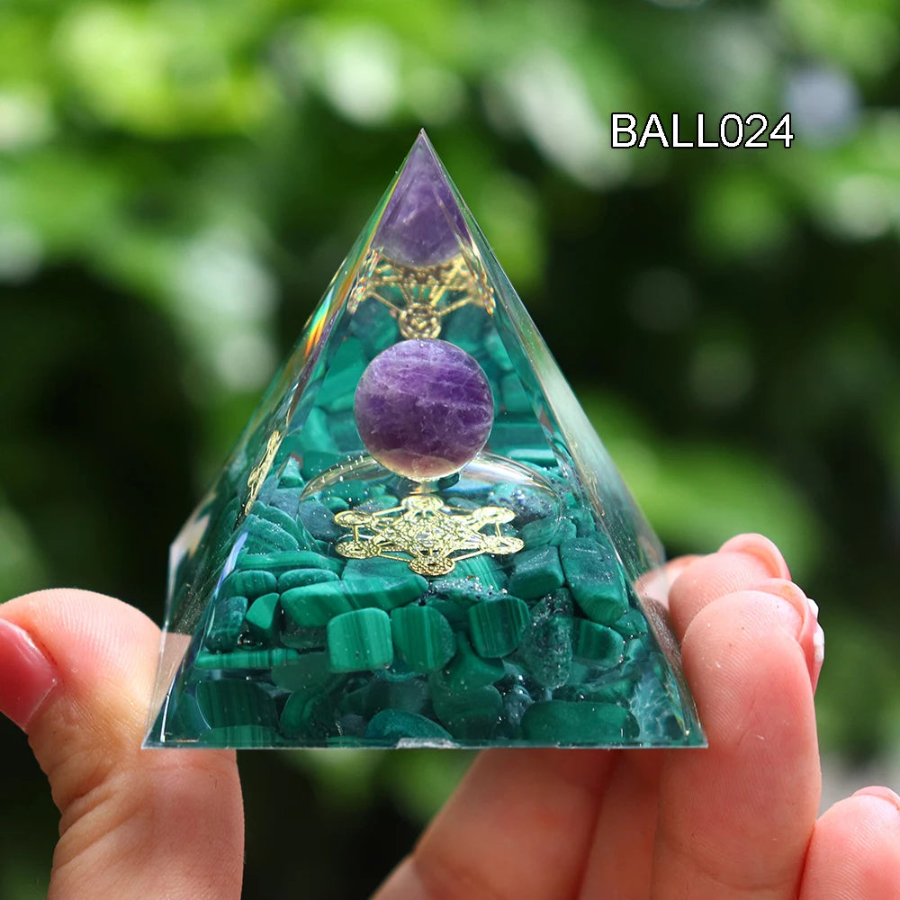 5CM Natural Crystal Sphere Orgonite Pyramid Healing Crystals Energy Reiki Chakra Meditation Lucky Gather Wealth Stone