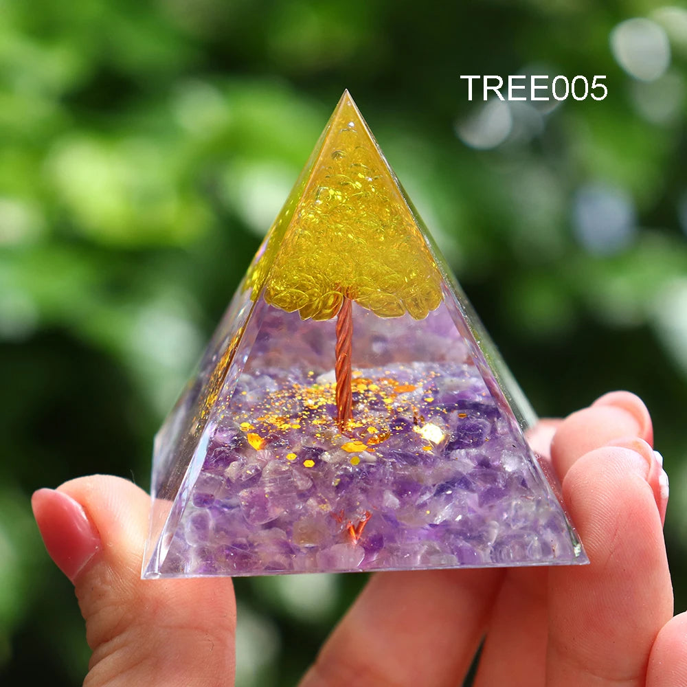 5CM Natural Crystal Tree of Life Orgonite Pyramid Healing Crystals Energy Reiki Chakra Meditation Lucky Gather Wealth Stone