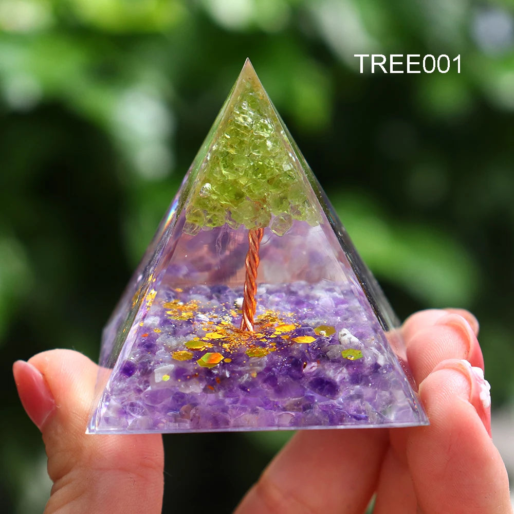 5CM Natural Crystal Tree of Life Orgonite Pyramid Healing Crystals Energy Reiki Chakra Meditation Lucky Gather Wealth Stone