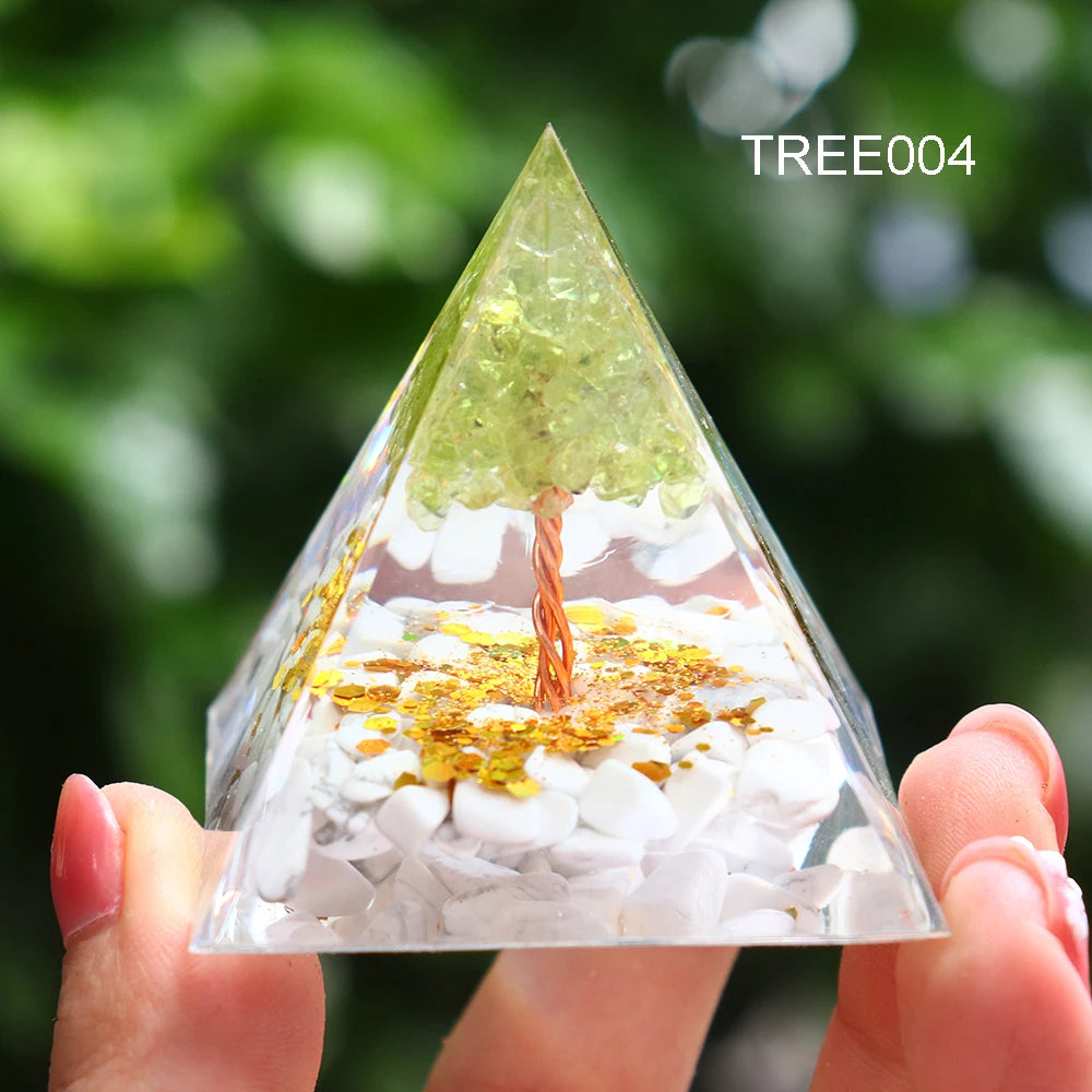 5CM Natural Crystal Tree of Life Orgonite Pyramid Healing Crystals Energy Reiki Chakra Meditation Lucky Gather Wealth Stone