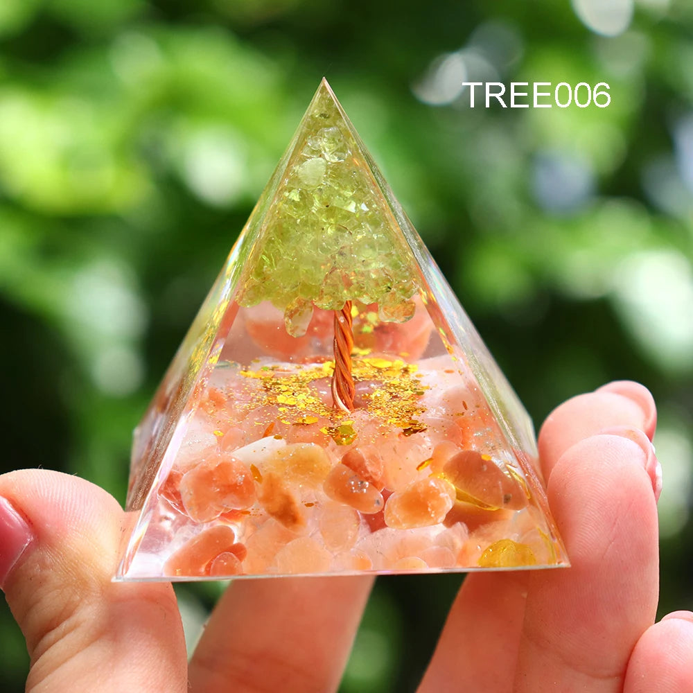 5CM Natural Crystal Tree of Life Orgonite Pyramid Healing Crystals Energy Reiki Chakra Meditation Lucky Gather Wealth Stone