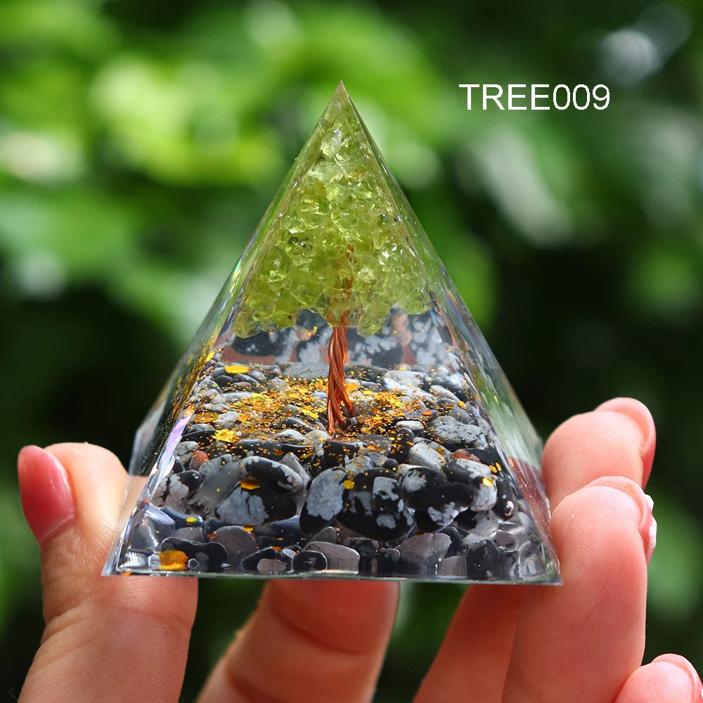 5CM Natural Crystal Tree of Life Orgonite Pyramid Healing Crystals Energy Reiki Chakra Meditation Lucky Gather Wealth Stone