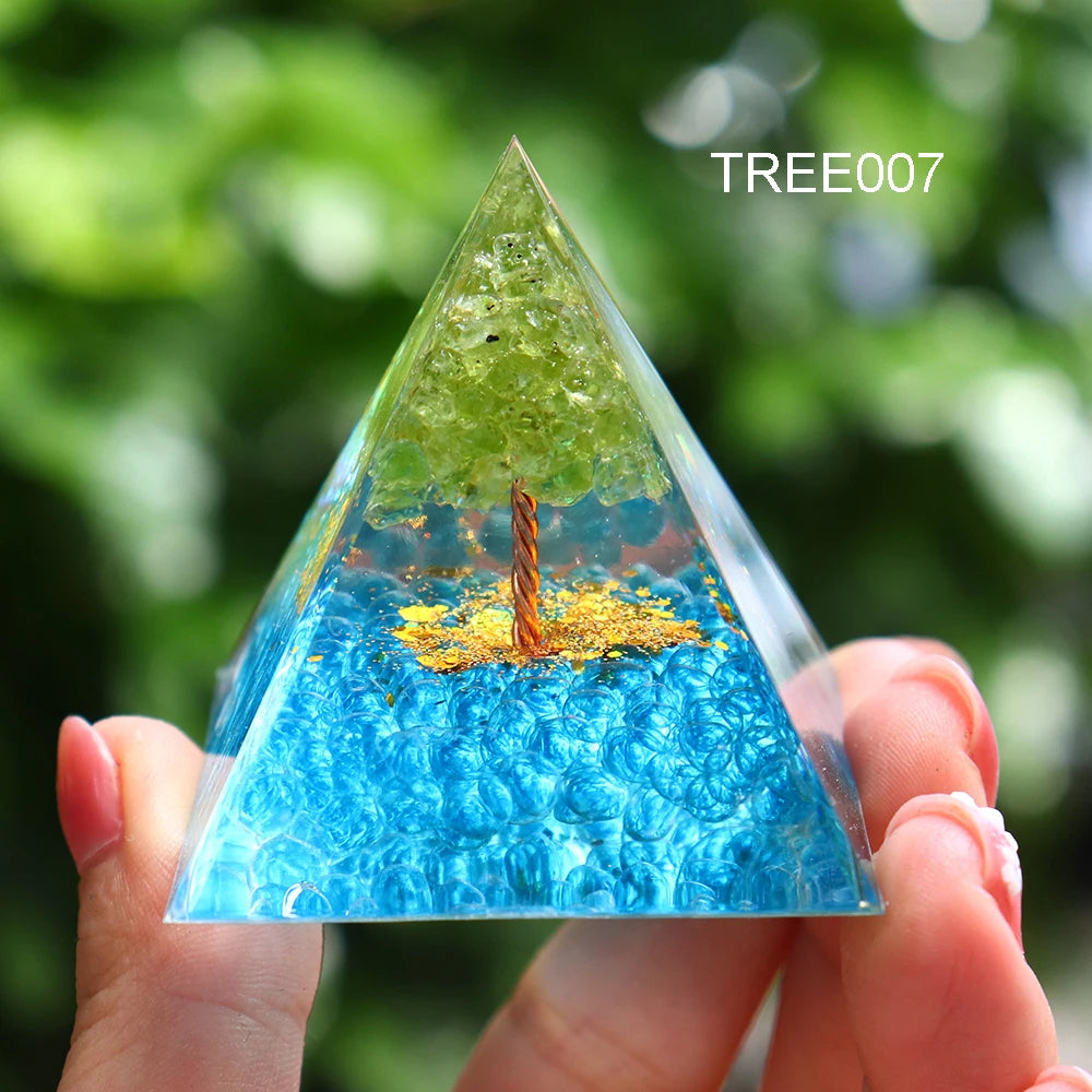 5CM Natural Crystal Tree of Life Orgonite Pyramid Healing Crystals Energy Reiki Chakra Meditation Lucky Gather Wealth Stone