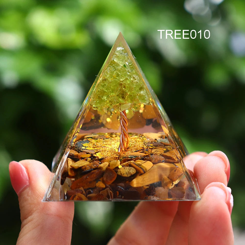 5CM Natural Crystal Tree of Life Orgonite Pyramid Healing Crystals Energy Reiki Chakra Meditation Lucky Gather Wealth Stone