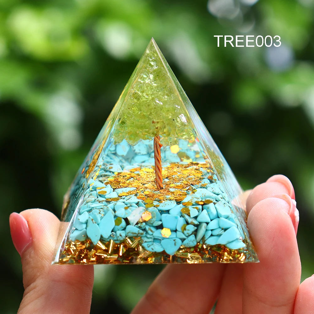 5CM Natural Crystal Tree of Life Orgonite Pyramid Healing Crystals Energy Reiki Chakra Meditation Lucky Gather Wealth Stone