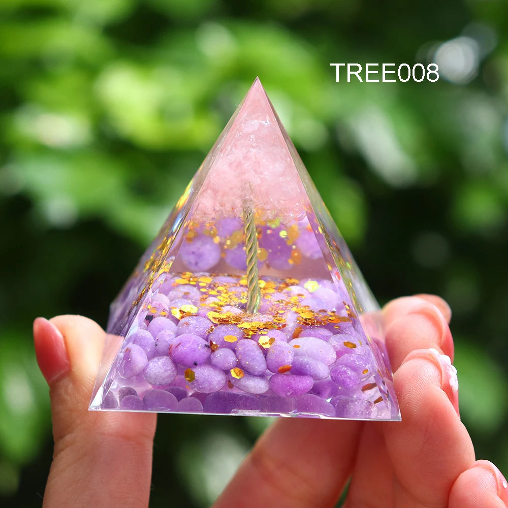 5CM Natural Crystal Tree of Life Orgonite Pyramid Healing Crystals Energy Reiki Chakra Meditation Lucky Gather Wealth Stone