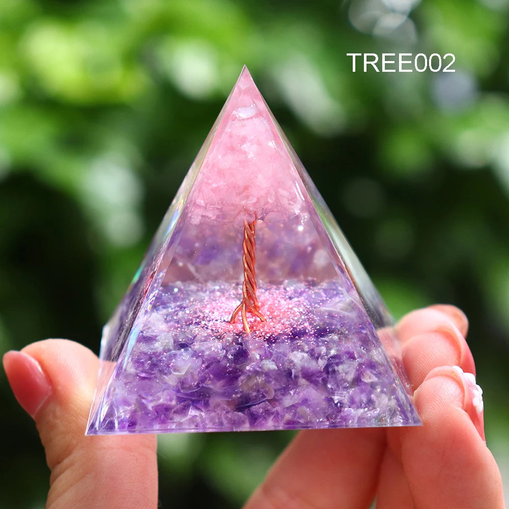 5CM Natural Crystal Tree of Life Orgonite Pyramid Healing Crystals Energy Reiki Chakra Meditation Lucky Gather Wealth Stone