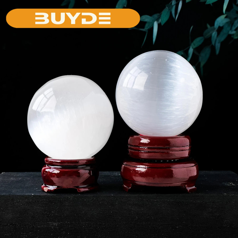 1PC Natural Crystal Sphere Crystals Healing Stones Selenite Quartz Ball Home Decoration Office Divination Energy