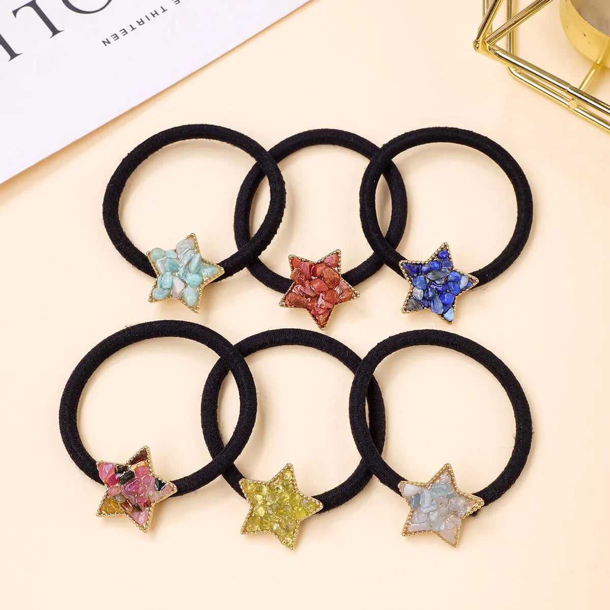 5pcs/bag Natural Stone Hair Accessories Tying Headband Handmade Crystal Health Energy Macadam Decoration Crystal Gifts