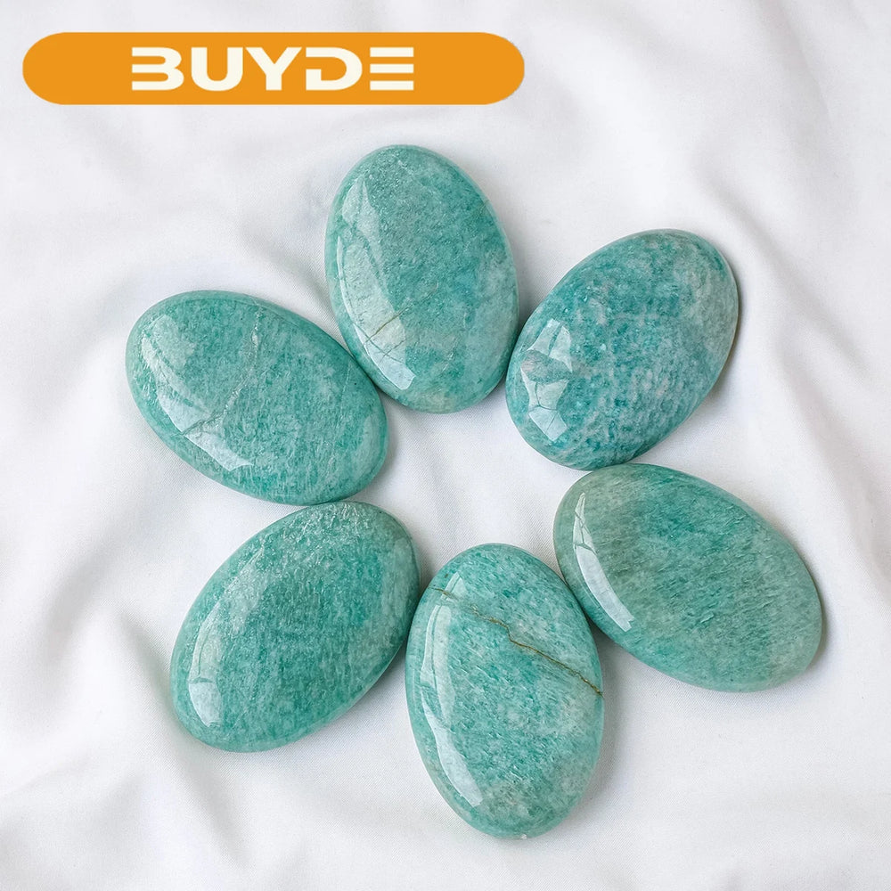 Natural Crystal Amazonite Palm Stone Reiki Healing Oval Pocket Palm Worry Stone  Massage Stone for Stress Relief Relaxation