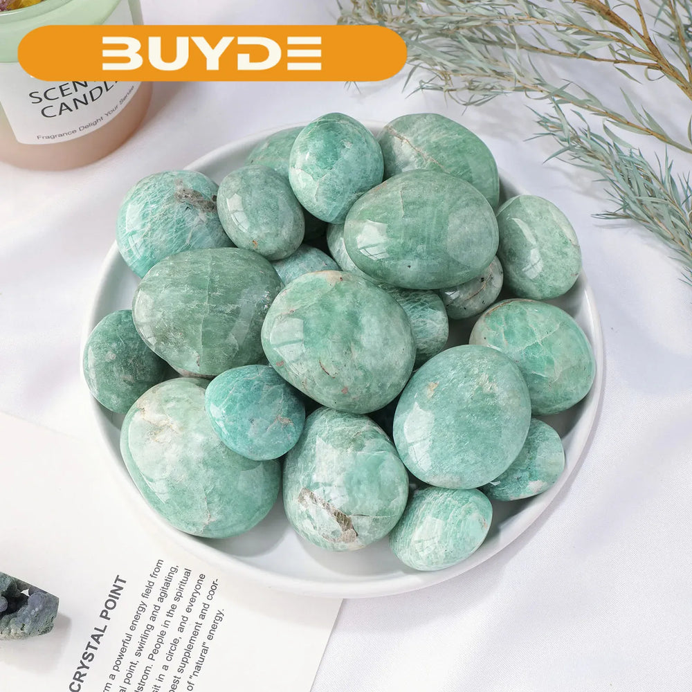 1PC Natural Amazonite Palm Worry Stone Pocket Gemstone Energy Ore Mineral Crafts Reiki Stones Home Decoration