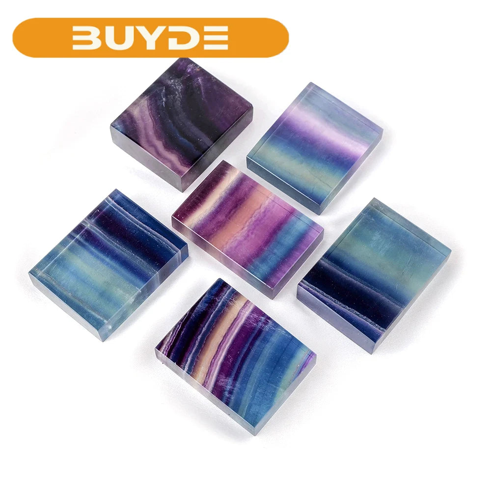 1PC Natural Raw Stone Polished Rainbow striped fluorite Crystal Piece Color Stone Jewelry Original Srystal Decoration