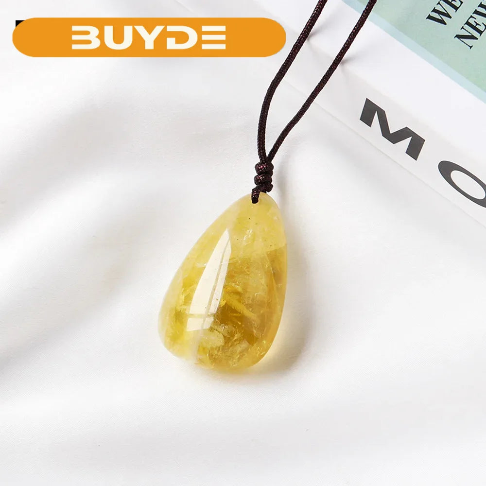 Charm Natural Gemstones Yellow Crystal Water Drop Pendant Citrine Women Jewelry Gift Diy Jewelry Making Necklace Accessories