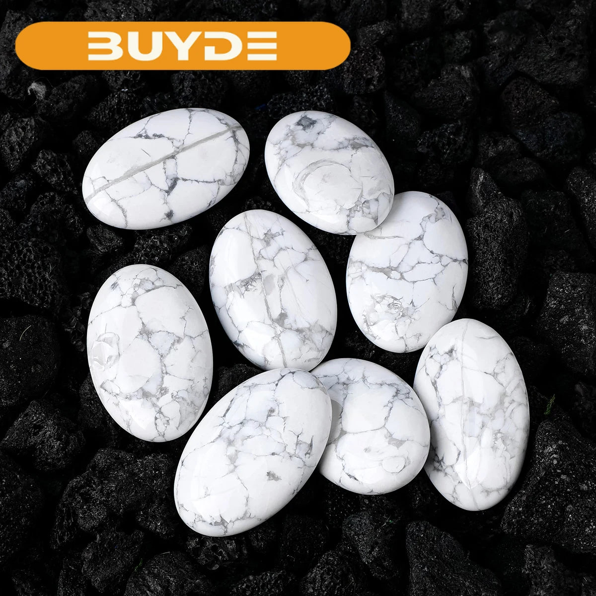 1PC Natural Crystal Howlite Worry Palm Stone Healing Beauty Massage Gemstone Meditation Stone Office Toy