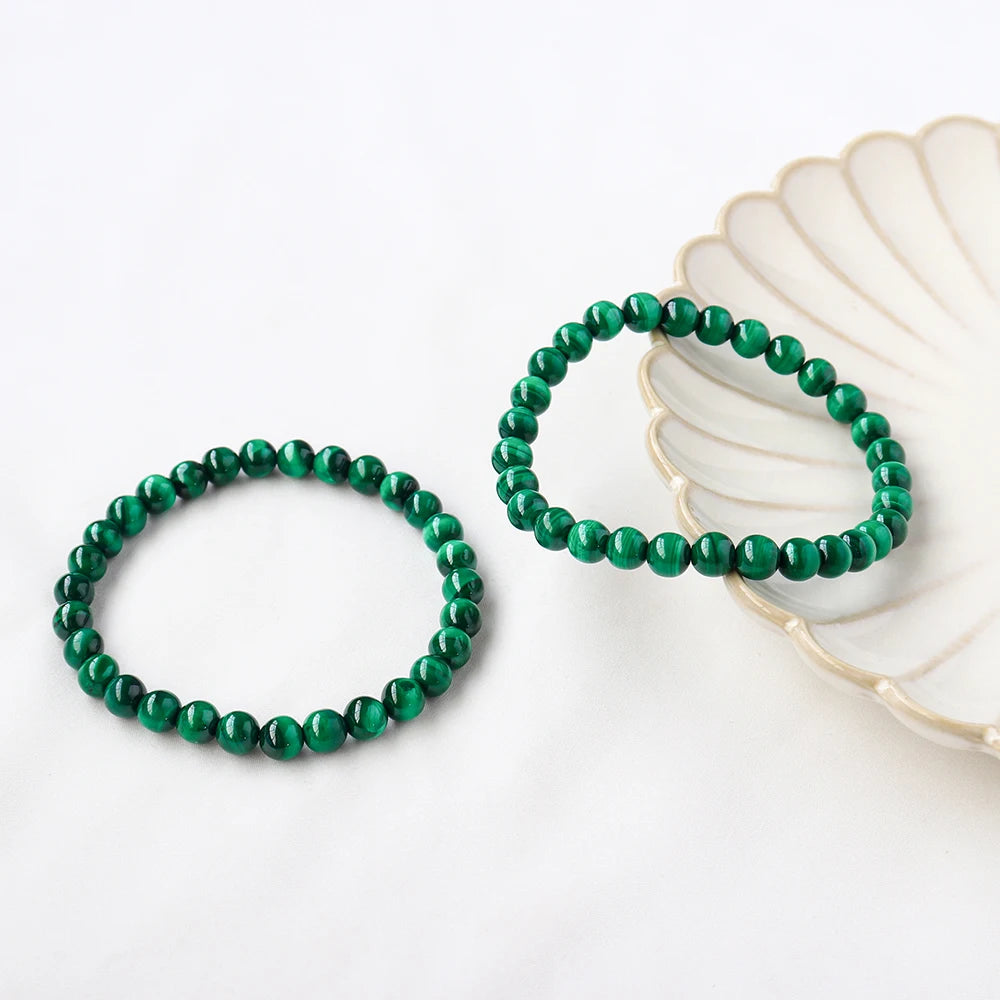 6mm Natural Stone Malachite Beads Bracelet Crystal Quartzs Jewelry  Bangle Yoga For Women Me 1PC