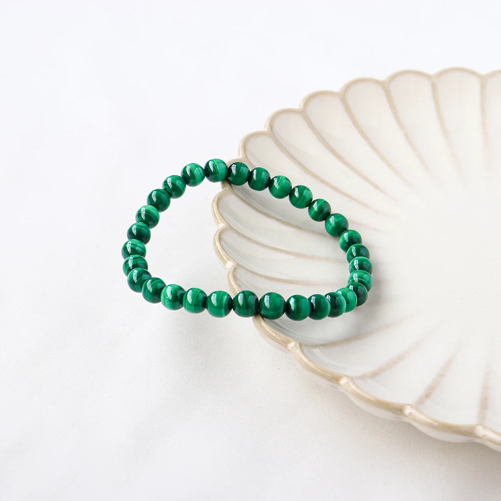 6mm Natural Stone Malachite Beads Bracelet Crystal Quartzs Jewelry  Bangle Yoga For Women Me 1PC