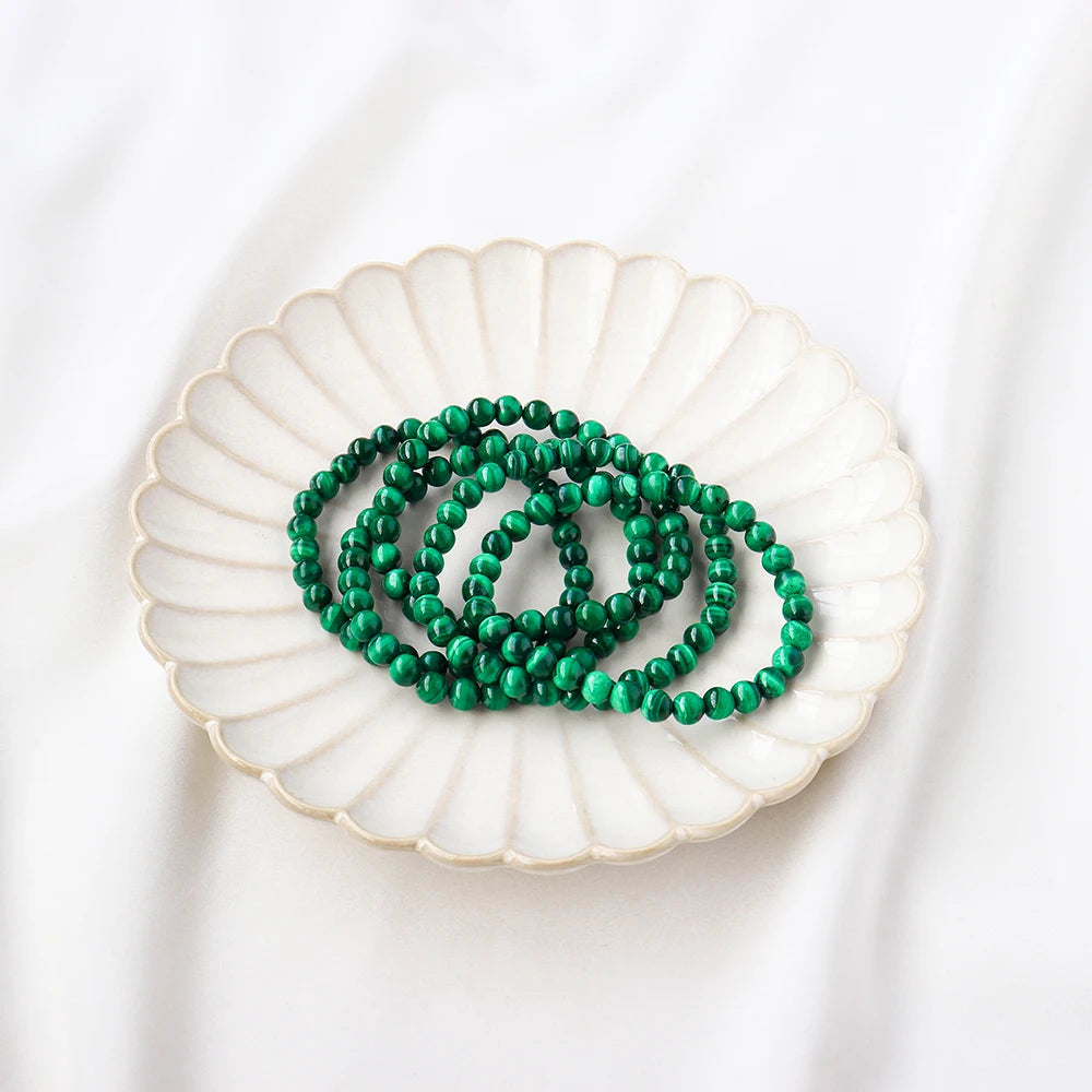 6mm Natural Stone Malachite Beads Bracelet Crystal Quartzs Jewelry  Bangle Yoga For Women Me 1PC