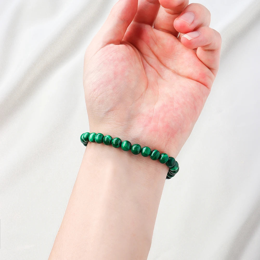 6mm Natural Stone Malachite Beads Bracelet Crystal Quartzs Jewelry  Bangle Yoga For Women Me 1PC