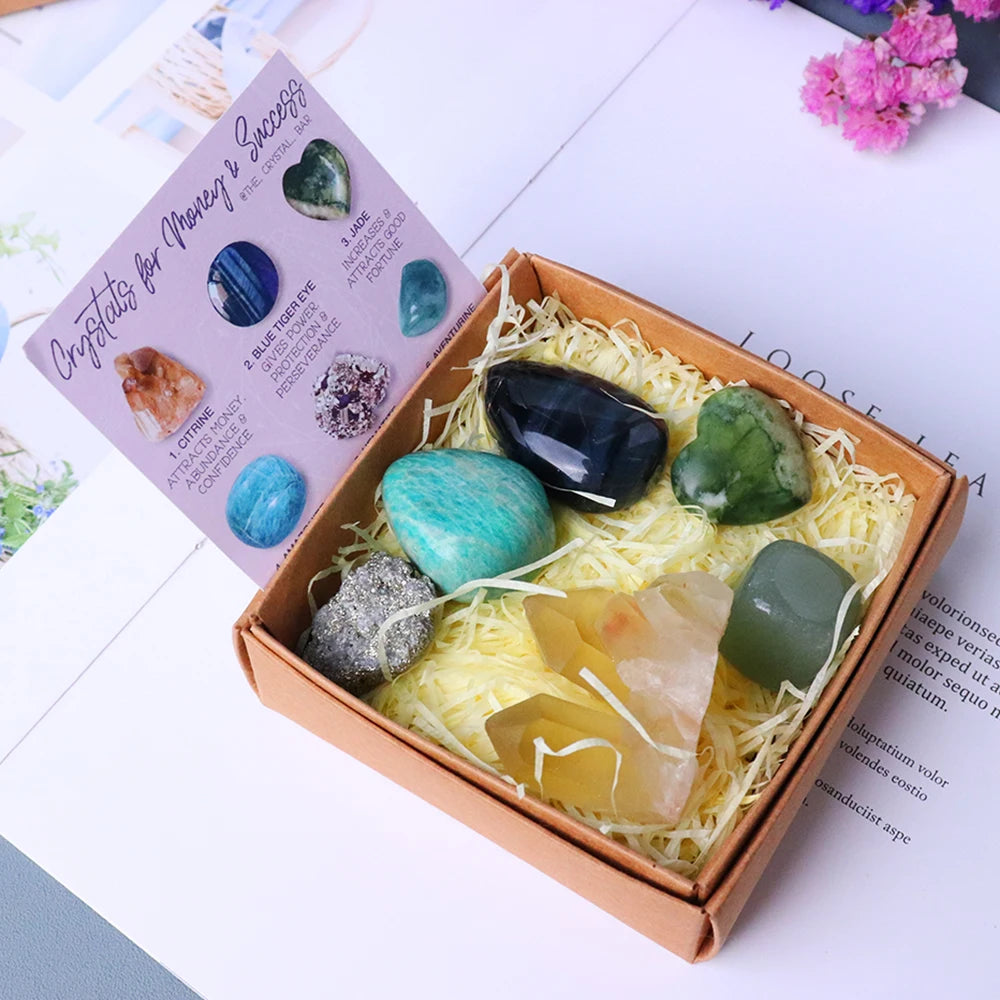 6pc Natural Crystal Sets For Anxiety Stress Energy Quartz Healing Gem Decoration Improves Health Gift