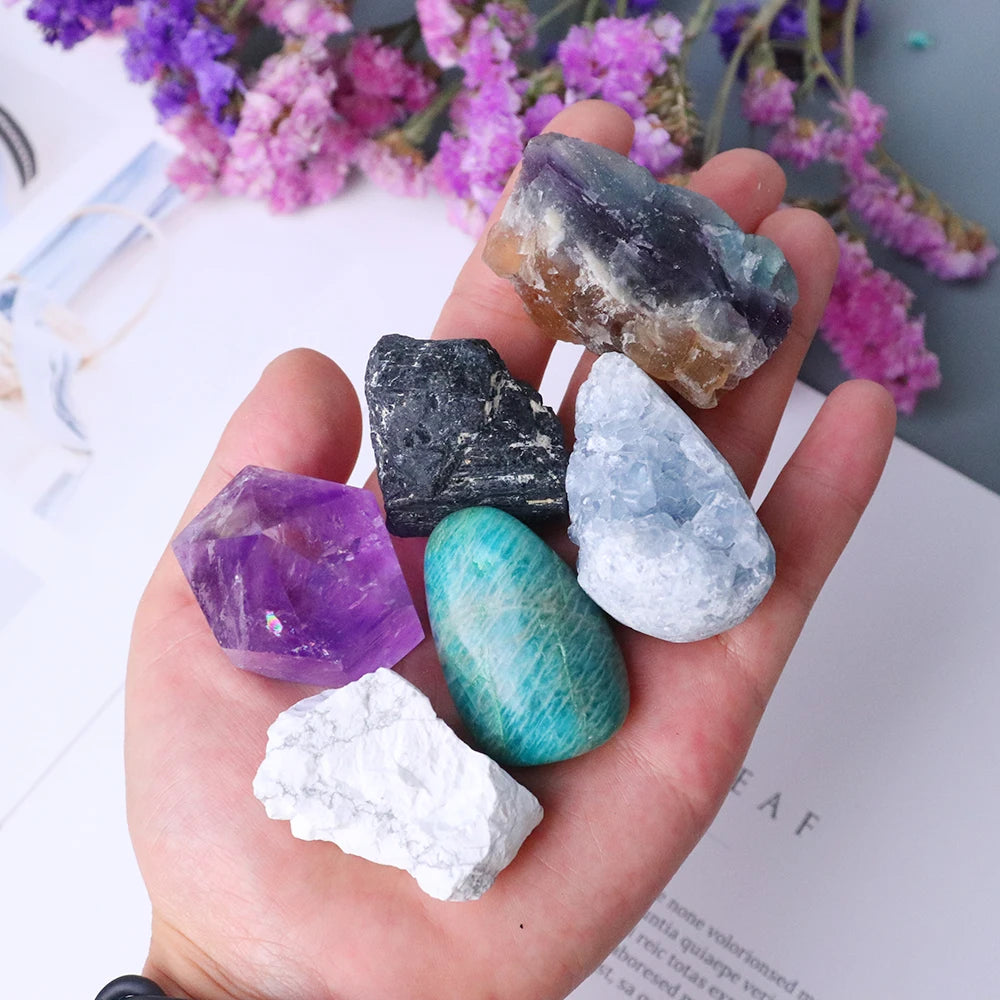 6pc Natural Crystal Sets For Anxiety Stress Energy Quartz Healing Gem Decoration Improves Health Gift