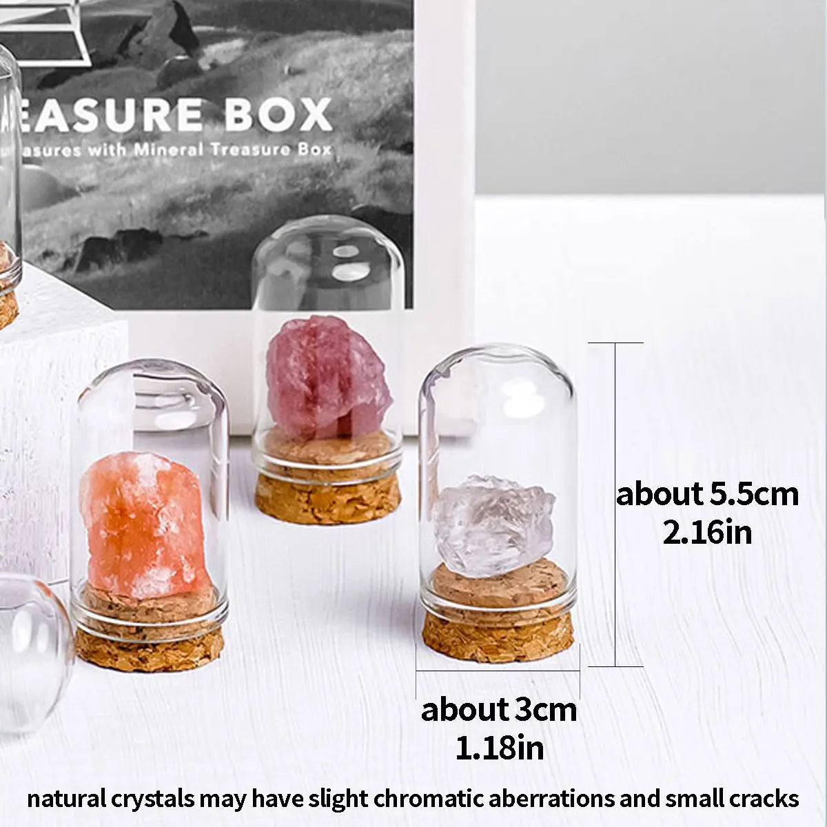 6pcs/set Natural Crystal Mineral Specimen Bottle Energy Collection Box Crystal Specimen Geography Teaching Decoration Gift