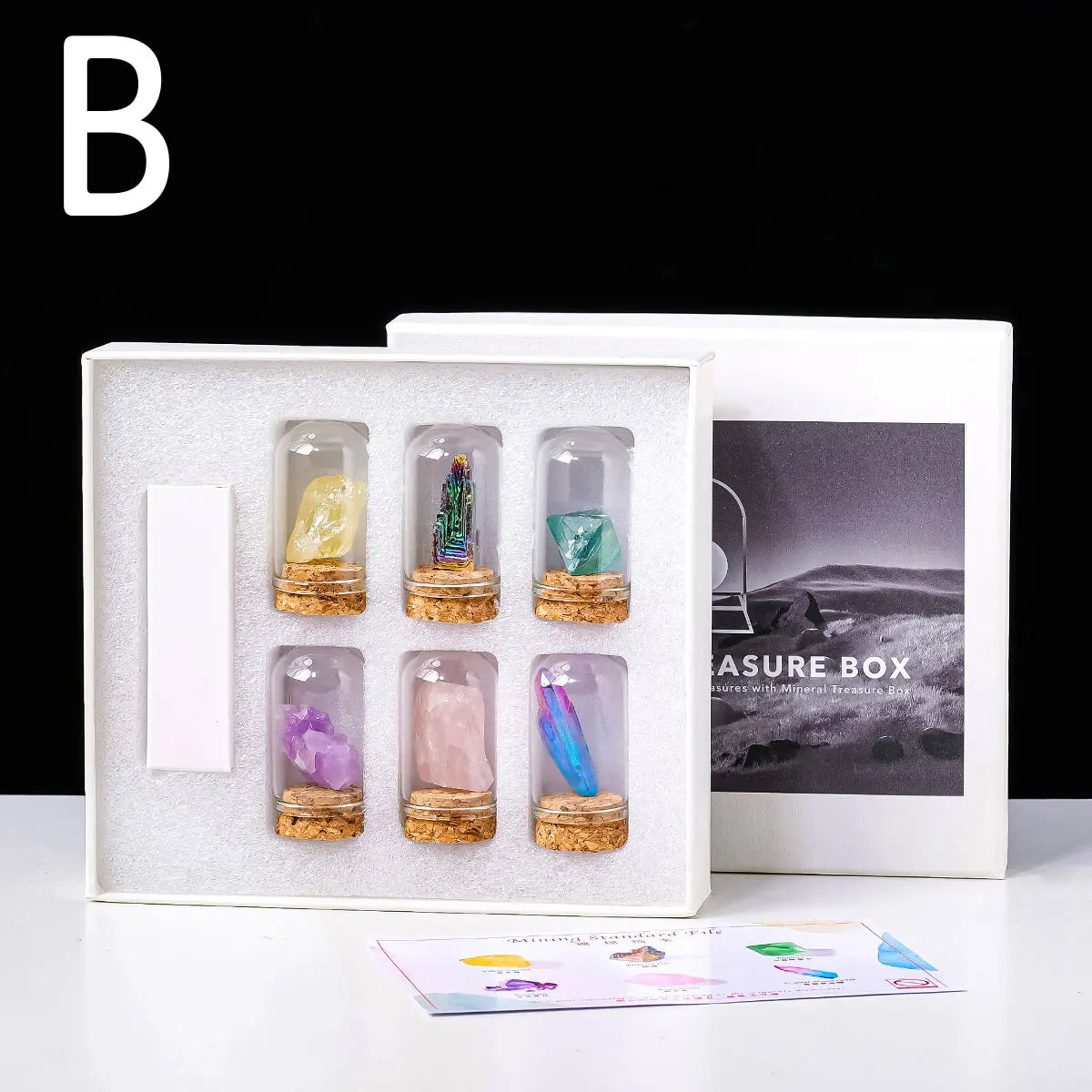 6pcs/set Natural Crystal Mineral Specimen Bottle Energy Collection Box Crystal Specimen Geography Teaching Decoration Gift