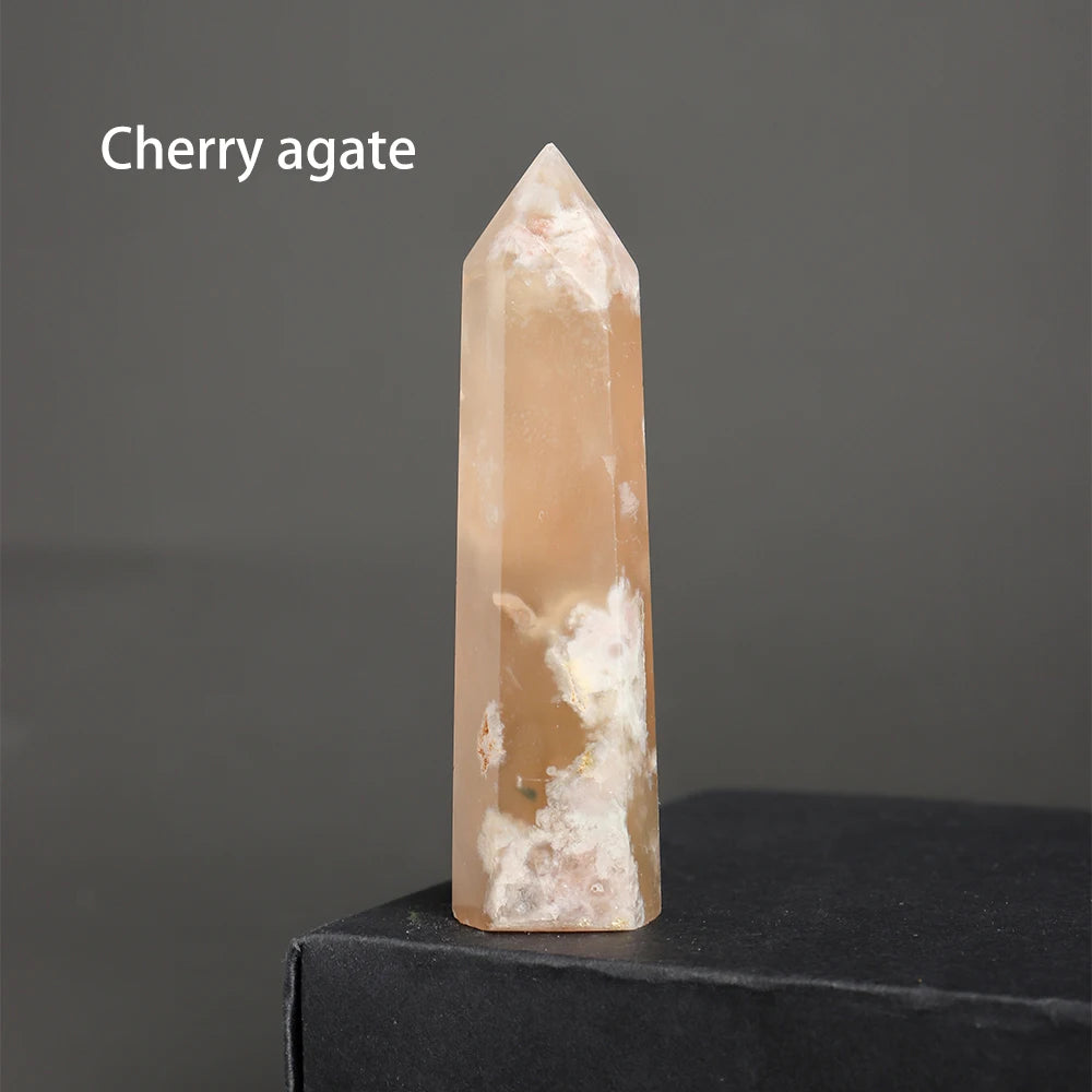 7-8cm Natural Crystal Point Quartz Rainbow Wand Crystal Column Rose Quartz Rock Mineral Specimen  Home Decor Reiki Healing stone