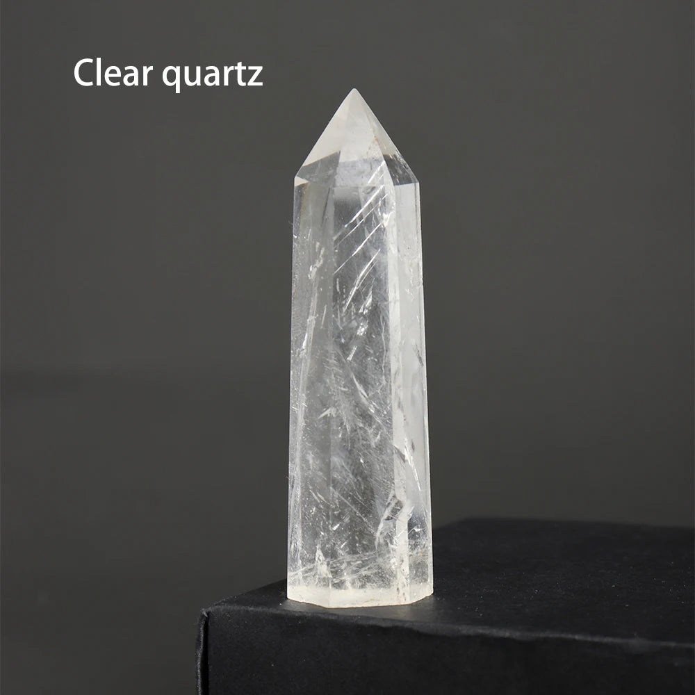 7-8cm Natural Crystal Point Quartz Rainbow Wand Crystal Column Rose Quartz Rock Mineral Specimen  Home Decor Reiki Healing stone