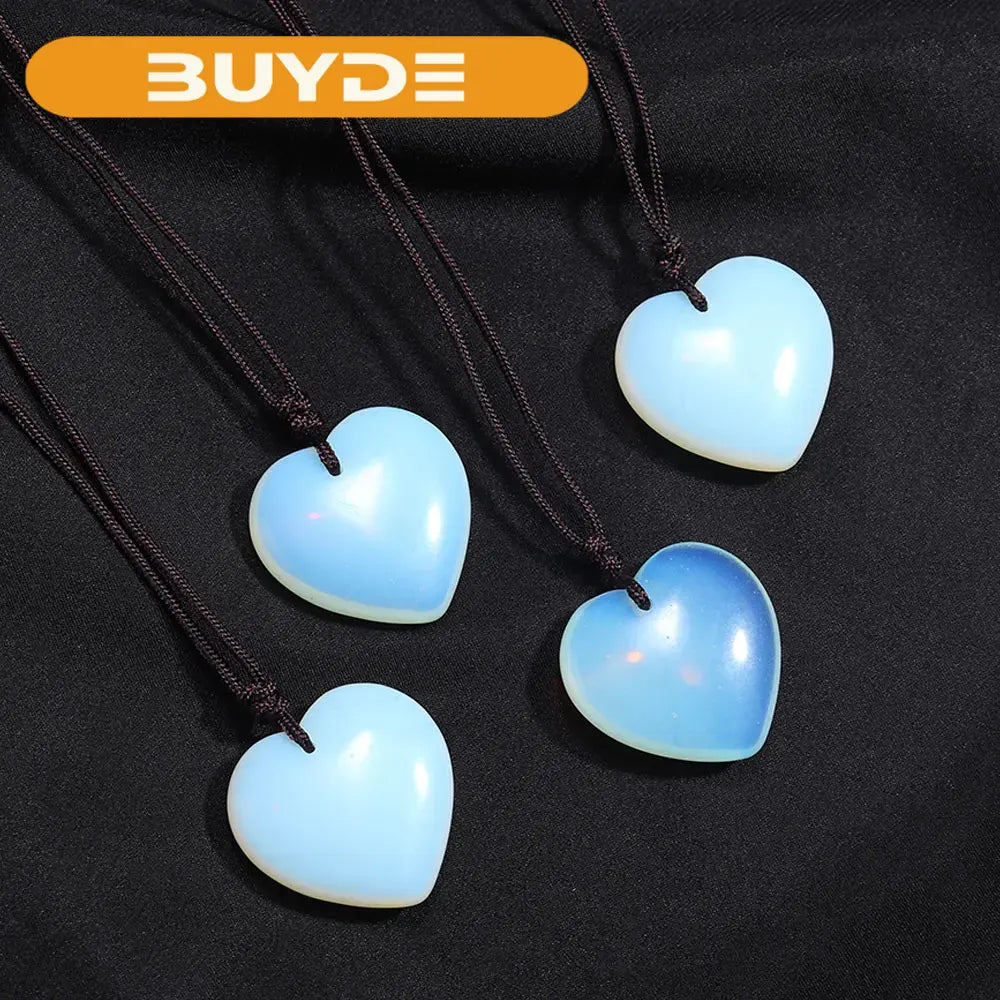 1PC Crystal Opal Gemstone Heart Shape Pendant Love Shape Energy Necklace jewelry Reiki Beloved Female Mom Mother's Day