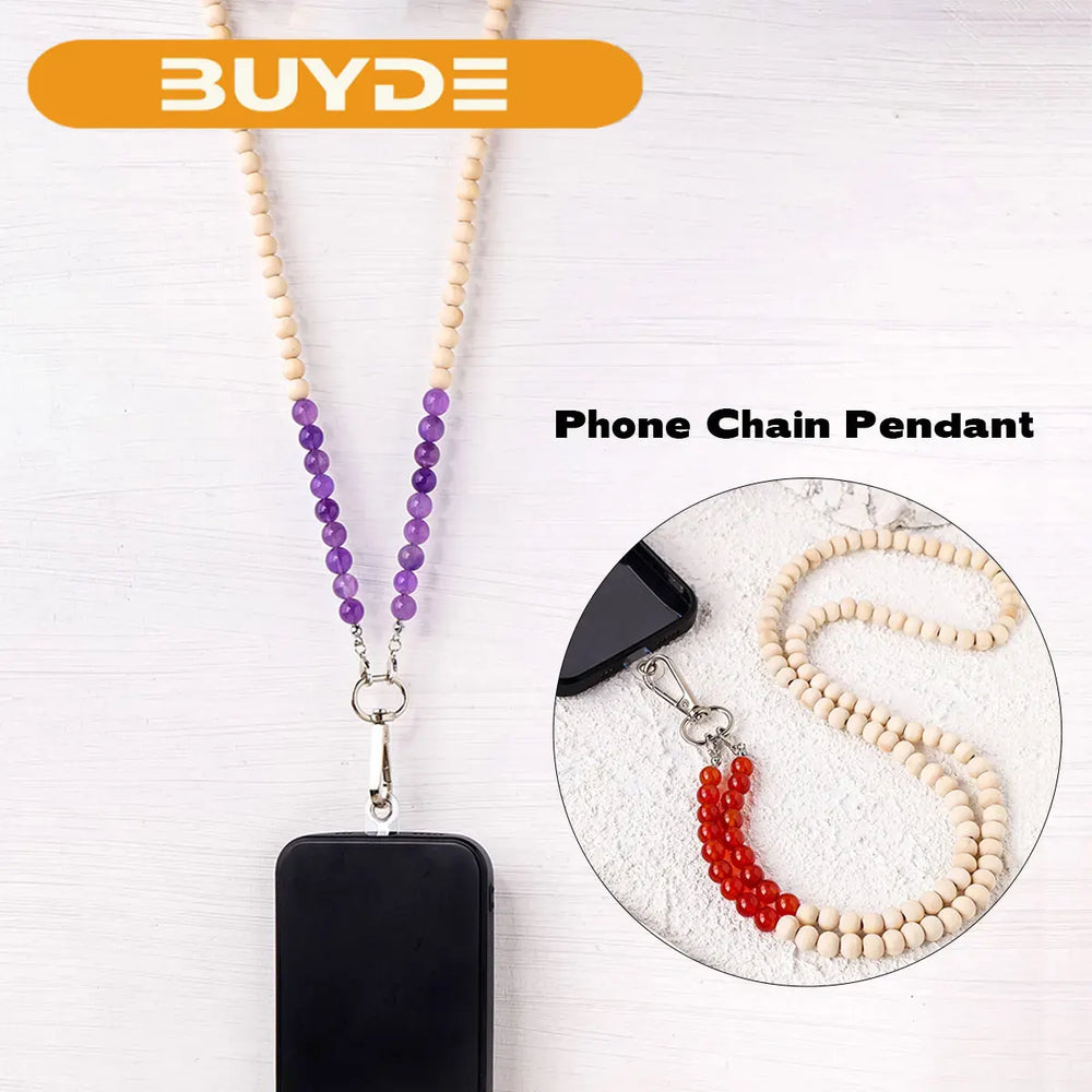 1pc Phone Chain Hanging Natural Stone Crystal Gravel DIY Key Buckle Mobile Pendant Healing Gemstone Phone Cord Rope Hanging Cord