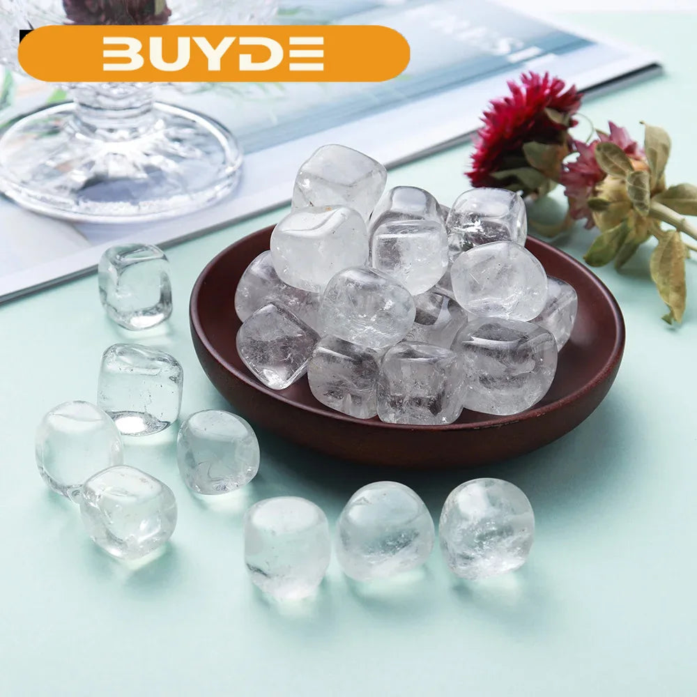 Natural Healing Transparent Clear Quartz Square Tumbled Stone Polished Gravel Specimen White Crystal Aquarium Home Decoration