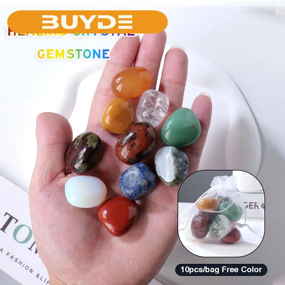 10pcs/bag Free Color Natural Gemstone Crystal Healing Quartz Tumble Stone Specimen Energy Minerals Tank Aquarium Home Decor