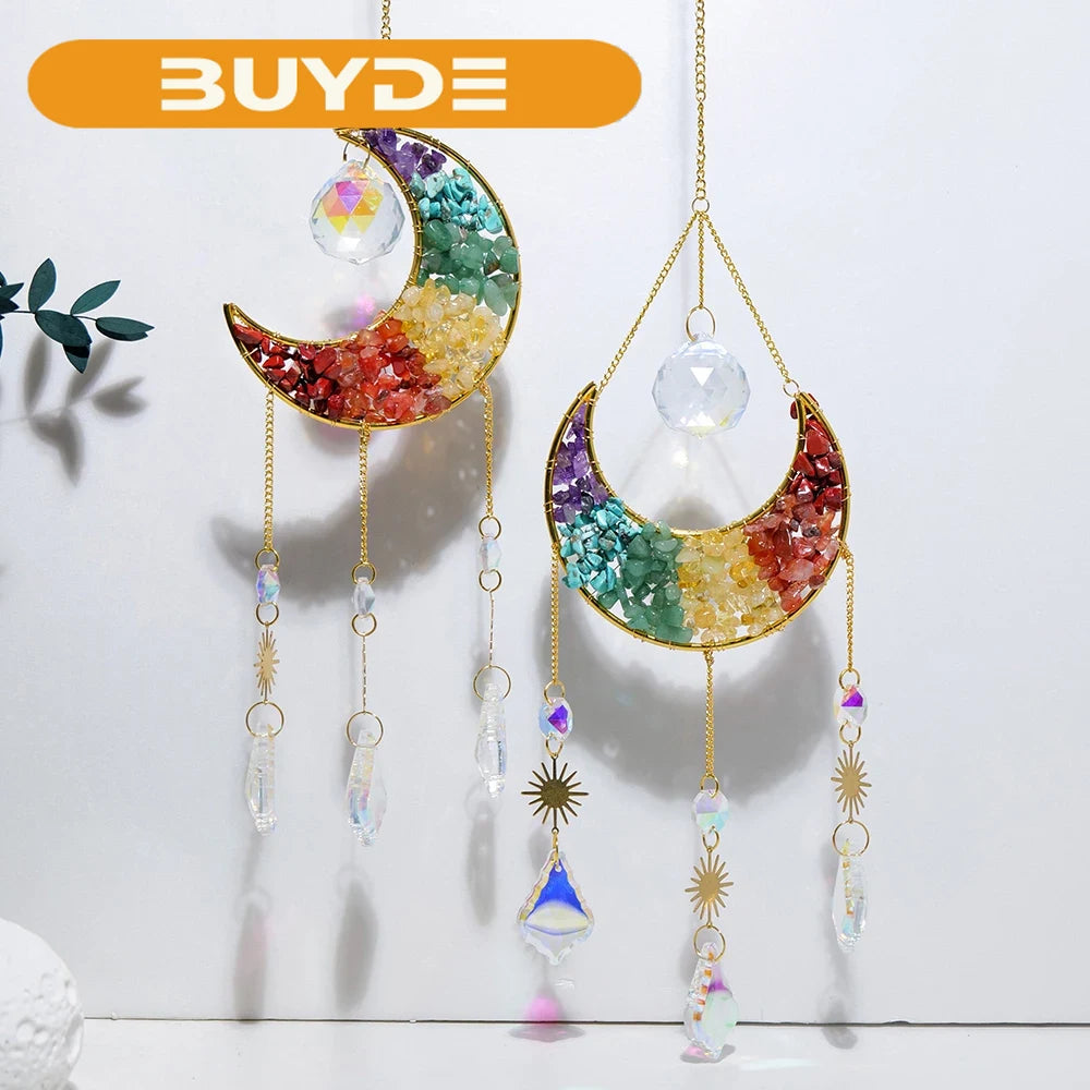 1PC Natural Gemstone Chakra Crystal Gravel Sun Catcher For Rainbow Maker Hanging Crystal Witch Suncatcher Windchime Wall Decor