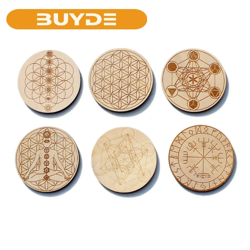 FOR Natural Crystal 7 Chakra Reiki Luky Crystal Sphere Beads Seven Star Array Base Handmade Wooden Pedestal Coaster Home Decor