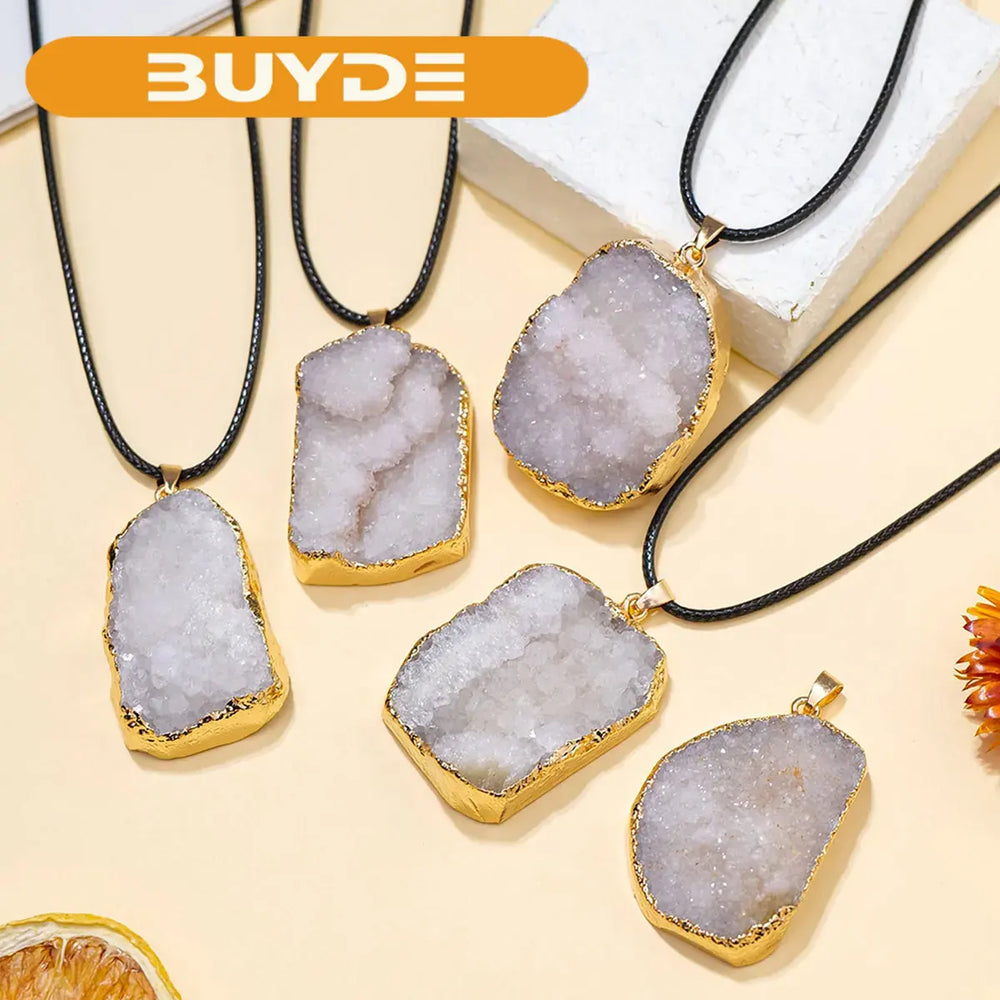 1PC Natural Clear Quartz Cluster Shape Pendant Energy Necklace jewelry Reiki Beloved Female Mom Mother's Day