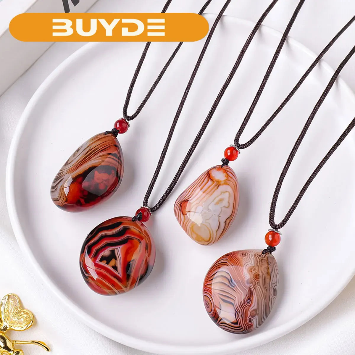 1PC Natural Sardonyx Agate  Pendant Necklaces Men Energy Quartz Necklaces Stones Ornament Send Random