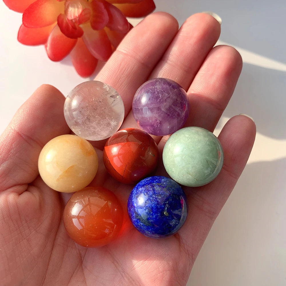 7pcs Natural Crystal Ball Seven Chakela Quartz Balance Energy Gem Decorative Yoga Ornaments Eliminate Negative