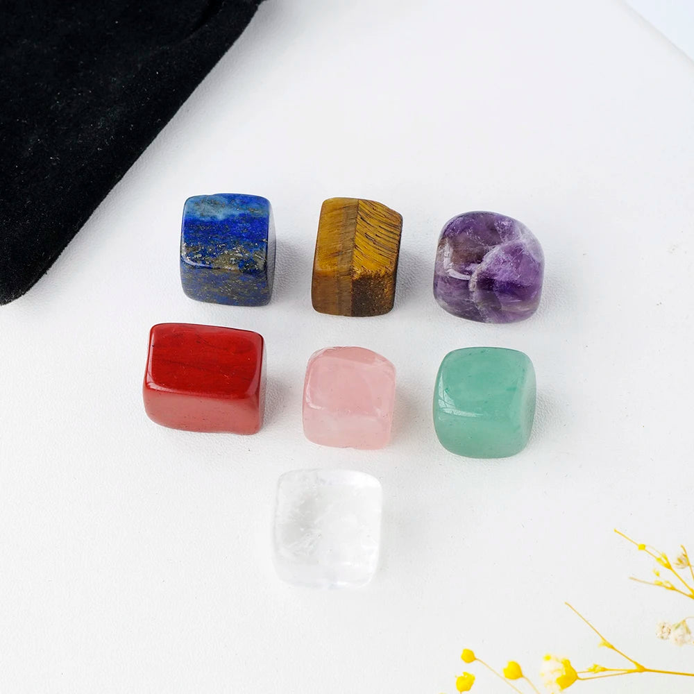 7pcs Seven Chakra Crystal Healing Tumbled Stone Gemstone Rock Mineral Irregular Reiki Crystal Polish Meditation for Feng Shui