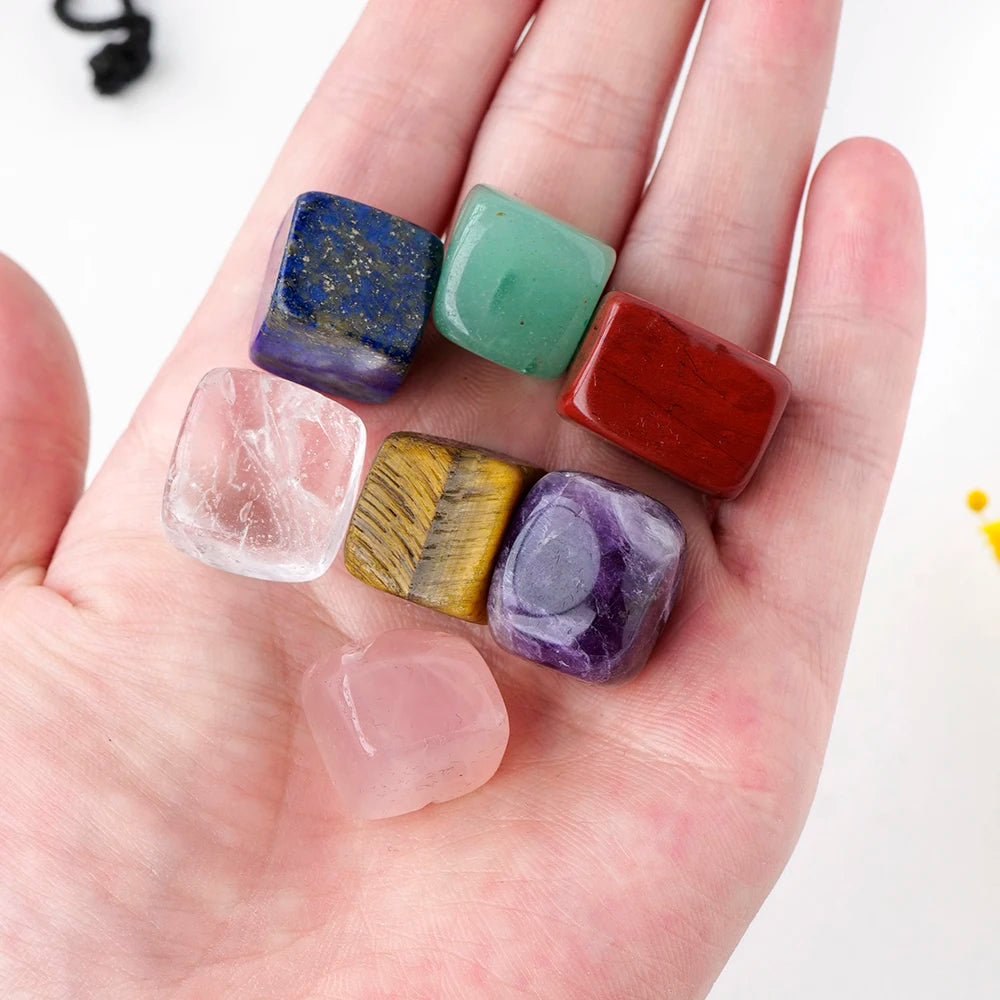 7pcs Seven Chakra Crystal Healing Tumbled Stone Gemstone Rock Mineral Irregular Reiki Crystal Polish Meditation for Feng Shui